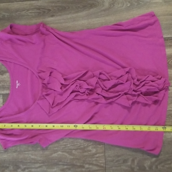 Garnet Hill Ruffled Front Magenta Cap Sleeve Top Size Small - Picture 5 of 6